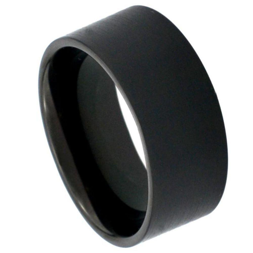 Black IP Plated Brushed Pipe Cut Band - 12mm - Le Vive Jewelry in Riverside