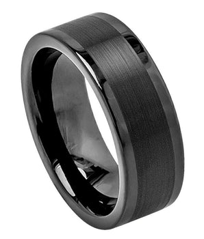 Pipe Cut Brushed Center High Polish Flat Edge - 8mm - Le Vive Jewelry in Riverside