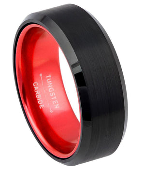 Black Plated Beveled Edge with RED Anodized Aluminum Sleeve - 8mm - Le Vive Jewelry in Riverside
