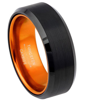 Black Plated Beveled Edge with ORANGE Anodized Aluminum Sleeve - 8mm - Le Vive Jewelry in Riverside