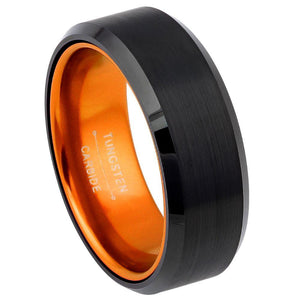 Black Plated Beveled Edge with ORANGE Anodized Aluminum Sleeve - 8mm - Le Vive Jewelry in Riverside