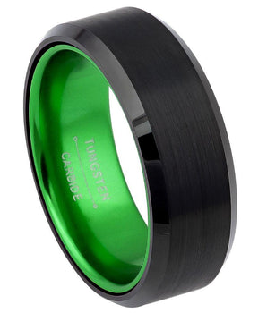 Black Plated Beveled Edge with GREEN Anodized Aluminum Sleeve - 8mm - Le Vive Jewelry in Riverside