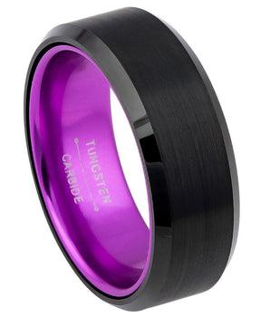Black Plated Beveled Edge with PURPLE Anodized Aluminum Sleeve - 8mm - Le Vive Jewelry in Riverside