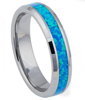 Synthetic Blue Green Opal Inlay Beveled Edge - 6mm - Le Vive Jewelry in Riverside