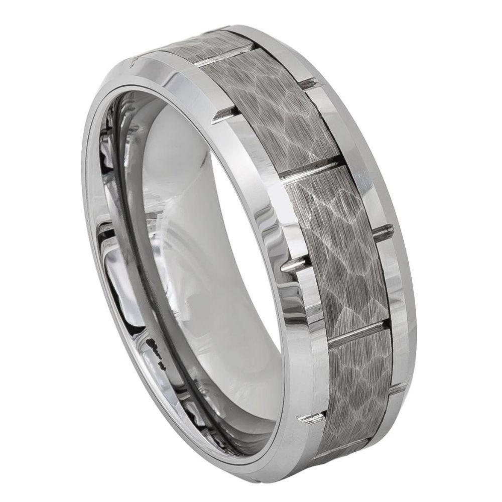 High Polished Beveled Edge with Notches & Notched Hammered Finish ��������� 8mm - Le Vive Jewelry in Riverside