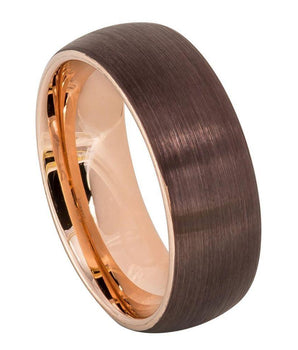 Semi-Domed Brushed Brown IP Plated & Rose Gold IP Plated ��������� 8mm - Le Vive Jewelry in Riverside