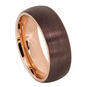 Semi-Domed Brushed Brown IP Plated & Rose Gold IP Plated ��������� 8mm - Le Vive Jewelry in Riverside
