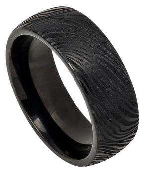 Black IP Plated Semi-Dome Laser Carved Mokume Gane EFFECT - 8mm - Le Vive Jewelry in Riverside