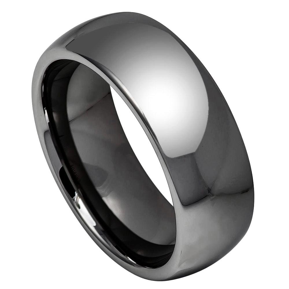 High Polished Shiny Gun Metal IP Plated Classic Domed Ring - 8mm - Le Vive Jewelry in Riverside