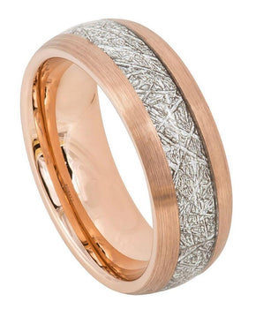 Semi-Domed Rose Gold IP Plated with Imitation Meteorite Inlay ��������� 8mm - Le Vive Jewelry in Riverside