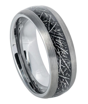 Semi-Domed Ring with Imitation Meteorite Inlay ��������� 8mm - Le Vive Jewelry in Riverside