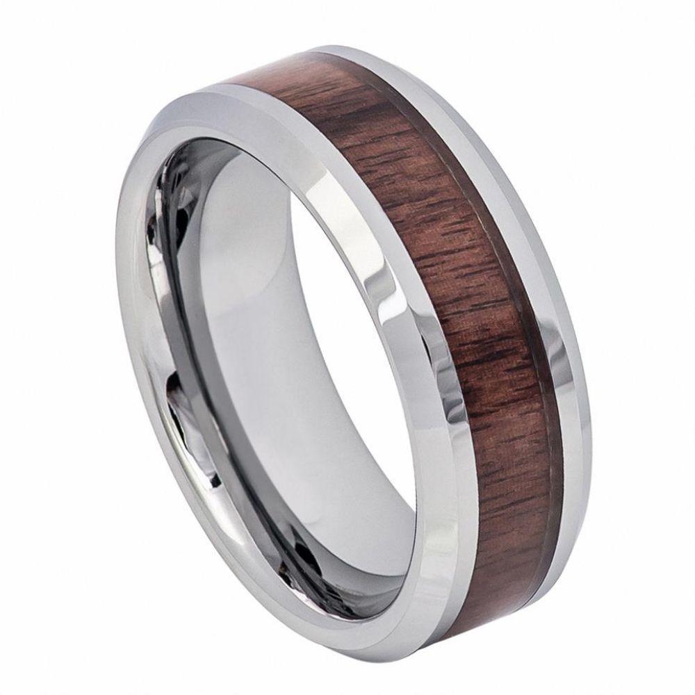High Polished with Mahogany Wood Inlay Beveled Edge - 8mm - Le Vive Jewelry in Riverside