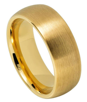Yellow Gold IP Plated Brushed Domed Classic Style - 8mm - Le Vive Jewelry in Riverside