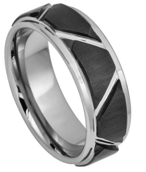 Two-tone Brushed Black IP Plated Trapezoids & High Polished Outlines - 8mm - Le Vive Jewelry in Riverside
