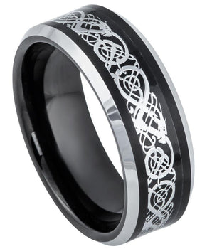 Black IP & Stainless Steel Celtic Inlay - 8mm - Le Vive Jewelry in Riverside