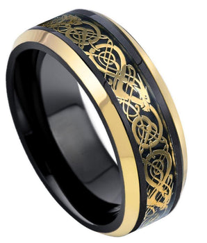 Black & Yellow Gold IP Plated Celtic Inlay - 8mm - Le Vive Jewelry in Riverside