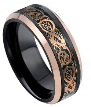 Black & Rose Gold IP Plated Celtic Inlay - 8mm - Le Vive Jewelry in Riverside