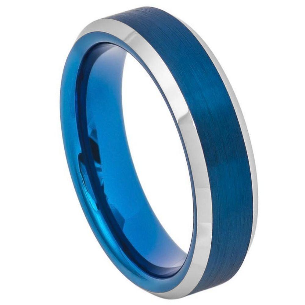 Blue IP Brushed Center High Polish Beveled Edge- 6mm - Le Vive Jewelry in Riverside
