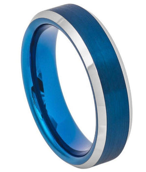 Blue IP Brushed Center High Polish Beveled Edge- 6mm - Le Vive Jewelry in Riverside