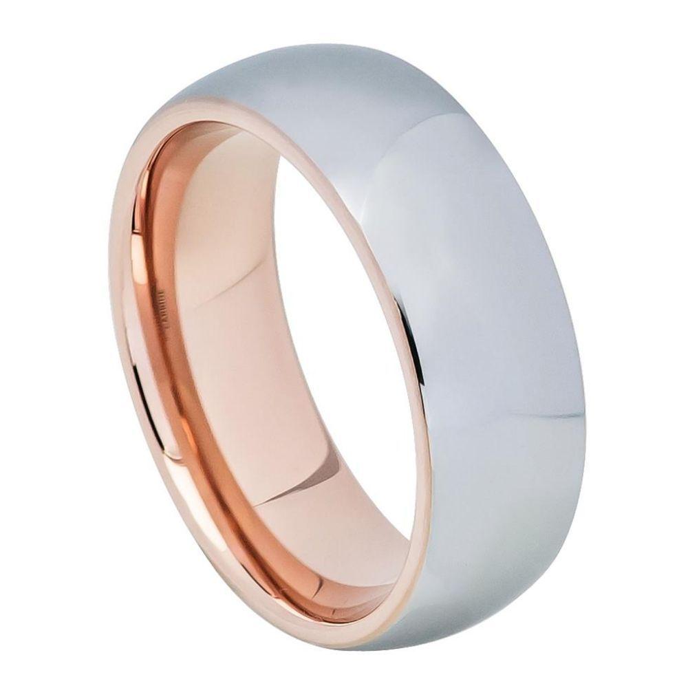 Domed Rose Gold IP Plated Inside & Gun Metal High Polished Center - 8mm - Le Vive Jewelry in Riverside