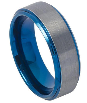 Blue IP Plated Beveled Edge & Gun Metal Brushed Finish - 8mm - Le Vive Jewelry in Riverside