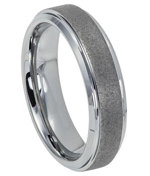 Sandblasted Finish Center Shiny Stepped Edge - 6mm - Le Vive Jewelry in Riverside