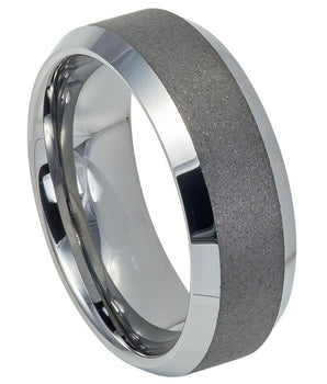Sandblasted Finish Center Shiny Beveled Edge - 8mm - Le Vive Jewelry in Riverside