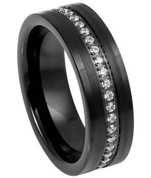 Black IP Plated Prong-set Round-cut White CZ Eternity - 8mm - Le Vive Jewelry in Riverside