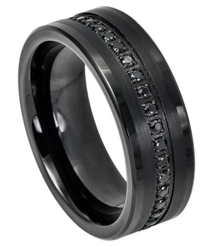 Black IP Plated Prong-set Round-cut Black CZ Eternity - 8mm - Le Vive Jewelry in Riverside