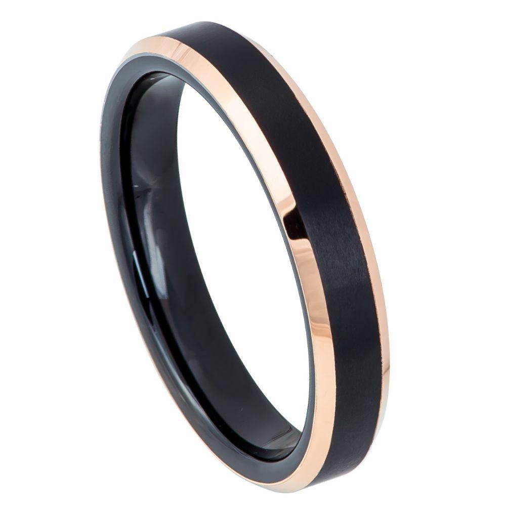 Two-Tone Black & Rose Gold IP Brushed Center - 4mm - Le Vive Jewelry in Riverside