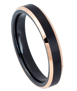 Two-Tone Black & Rose Gold IP Brushed Center - 4mm - Le Vive Jewelry in Riverside