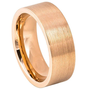 ROSE GOLD IP Plated Brushed Pipe Cut Band - 8mm - Le Vive Jewelry in Riverside