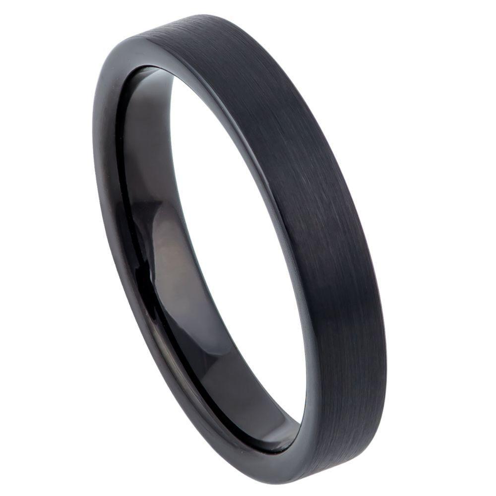 Black IP Plated Brushed Pipe Cut Band - 4mm - Le Vive Jewelry in Riverside
