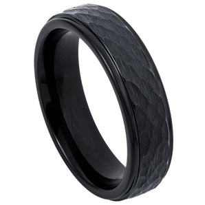 Black IP Plated Hammered Center with Stepped Edge - 6mm - Le Vive Jewelry in Riverside