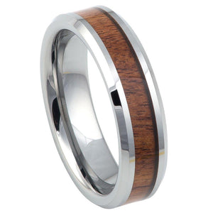 High Polished with Mahogany Wood Inlay Beveled Edge - 6mm - Le Vive Jewelry in Riverside