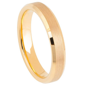 Brush Yellow Gold IP Plated Center & Shiny Beveled Edge -4mm - Le Vive Jewelry in Riverside
