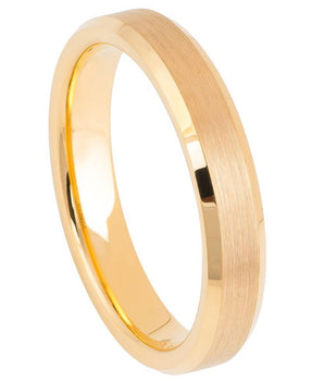Brush Yellow Gold IP Plated Center & Shiny Beveled Edge -4mm - Le Vive Jewelry in Riverside