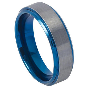 Blue IP Plated Beveled Edge & Gun Metal Brushed Finish - 6mm - Le Vive Jewelry in Riverside