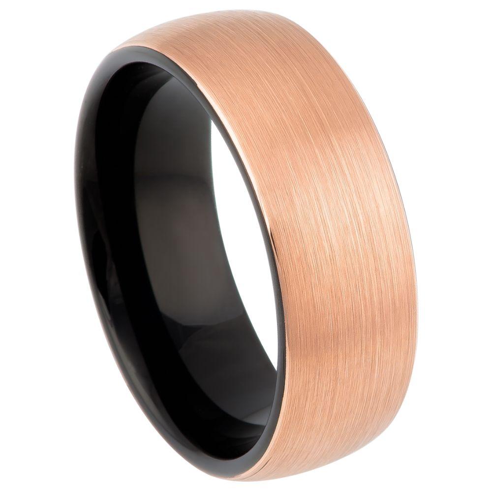 Brush Rose Gold Plated Top Finish & Black Plated Inner Ring - 8mm - Le Vive Jewelry in Riverside