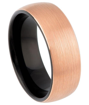 Brush Rose Gold Plated Top Finish & Black Plated Inner Ring - 8mm - Le Vive Jewelry in Riverside