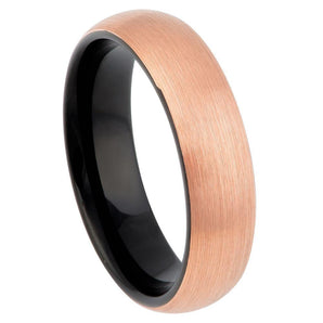 Brush Rose Gold Plated Top Finish & Black Plated Inner Ring - 6mm - Le Vive Jewelry in Riverside