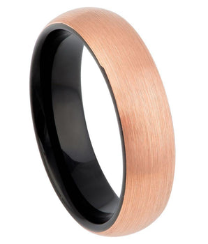 Brush Rose Gold Plated Top Finish & Black Plated Inner Ring - 6mm - Le Vive Jewelry in Riverside