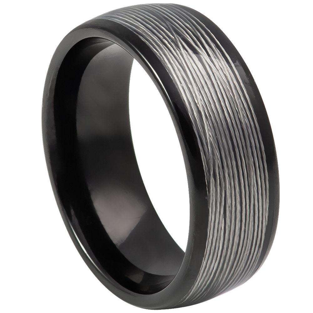 Domed Black IP Plated Rolled Wire Inlay- 8mm - Le Vive Jewelry in Riverside