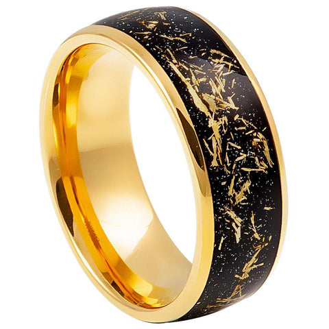Yellow Gold IP Plated with Imitation Meteorite Inlay - 8mm - Le Vive Jewelry in Riverside