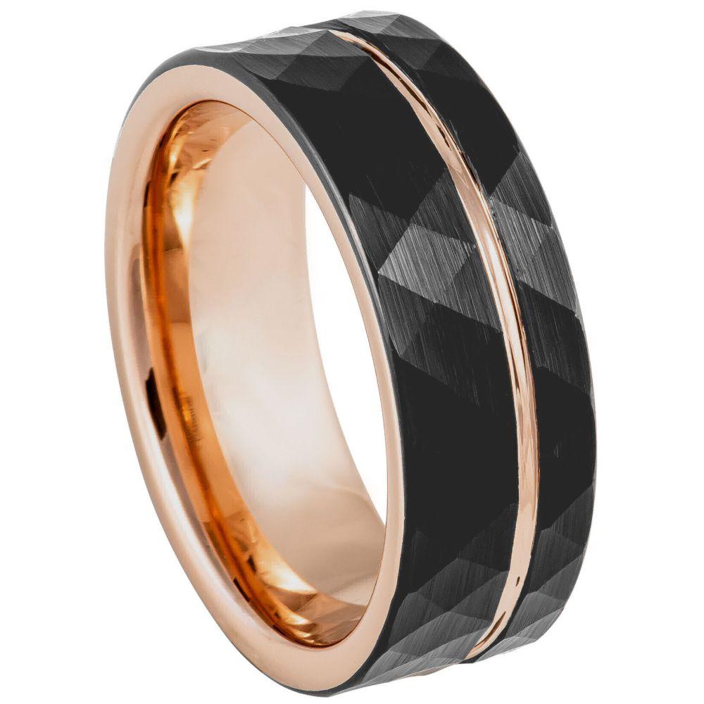 Rose Gold & Black IP Plated Faceted Groove - 8mm - Le Vive Jewelry in Riverside