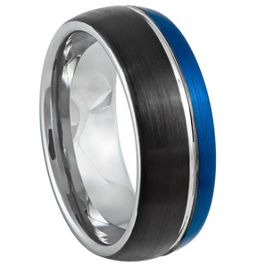 Three-tone Natural, Blue & Black IP Plated Groove - 8mm - Le Vive Jewelry in Riverside