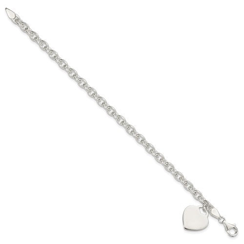 Sterling Silver Engraveable Heart Charm Bracelet 1.5 mm - Le Vive Jewelry in Riverside