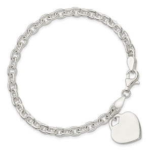 Sterling Silver Engraveable Heart Charm Bracelet 1.5 mm - Le Vive Jewelry in Riverside