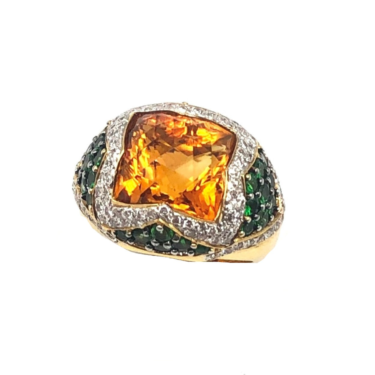 18K Yellow Gold Citrine Diamond & Tsavorite Ring - Le Vive Jewelry in Riverside