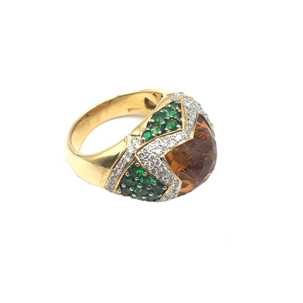 18K Yellow Gold Citrine Diamond & Tsavorite Ring - Le Vive Jewelry in Riverside